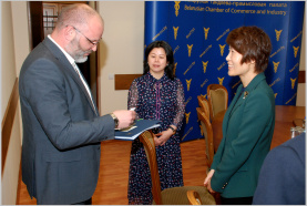 Сустрэча з намеснікам старшыні Кітайскага камітэта па садзейнічанні міжнароднага гандлю правінцыі Хэйлунцзян Юй Сюесун